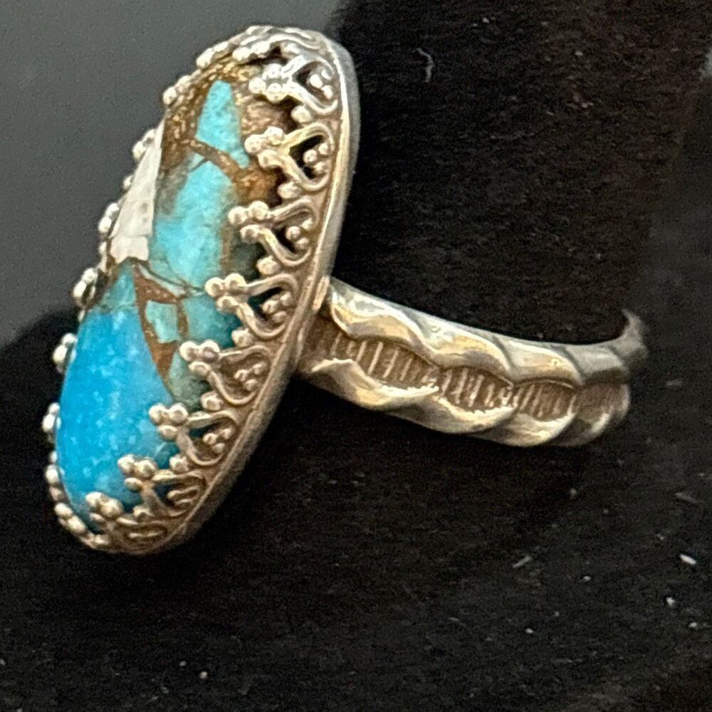 Turquoise and Silver Ring, size 9, NEW, Handmade - Picture 2 of 12